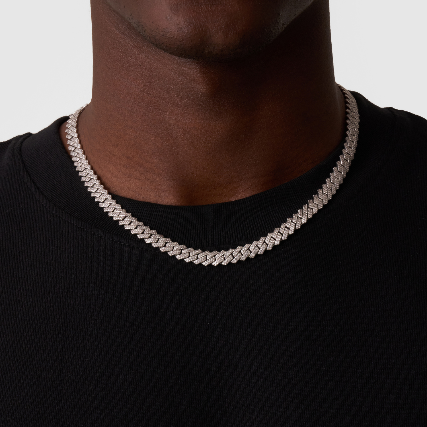 CRAFTD London ネックレス BAGUETTE LINK ICED NECKLACE 50cm Prong Link Iced Cuban (Silver) 8mm