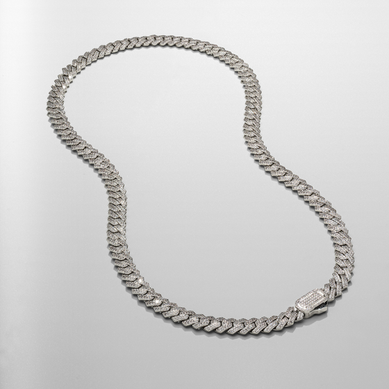 Prong Link Iced Cuban (Silber) 8mm