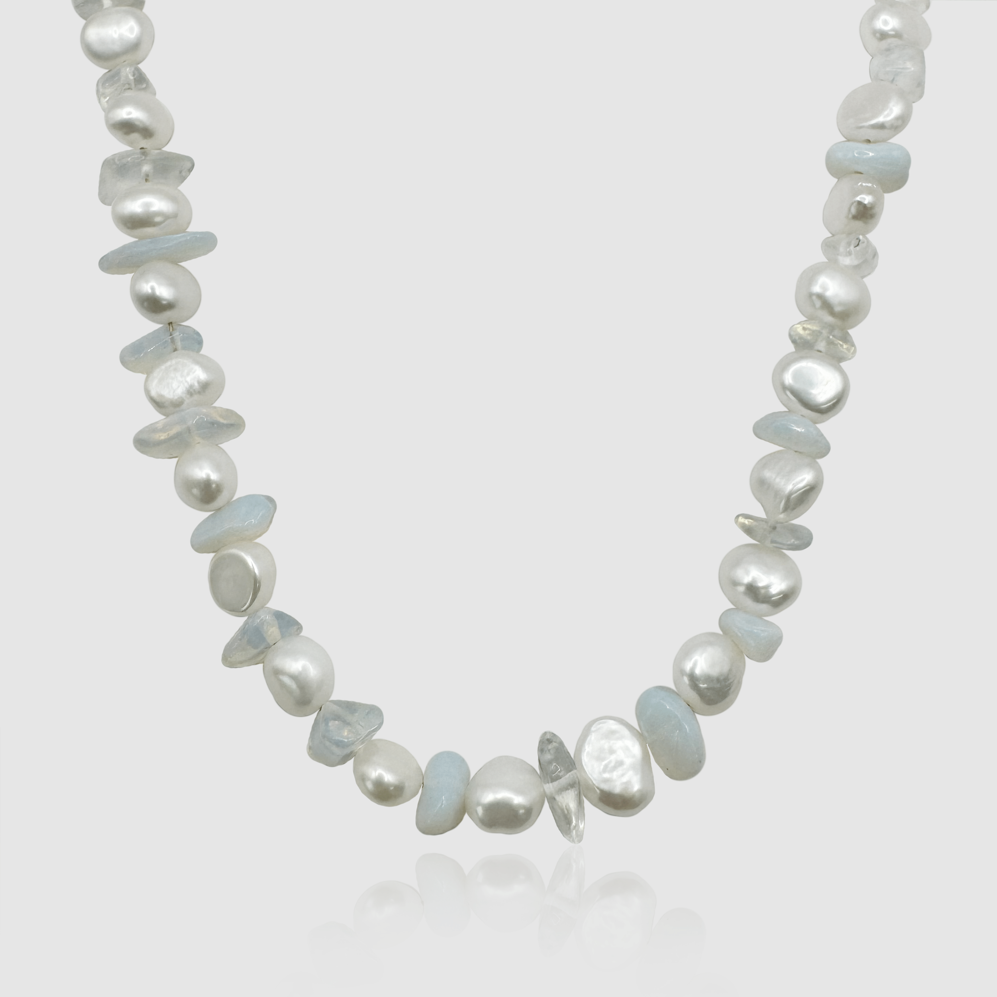 送税込【CRAFTD London】BLUE QUARTZ REAL PEARL NECKLACE (2色) Blue Quartz Real Pearl Necklace for Men (Silver) | CRAFTD London