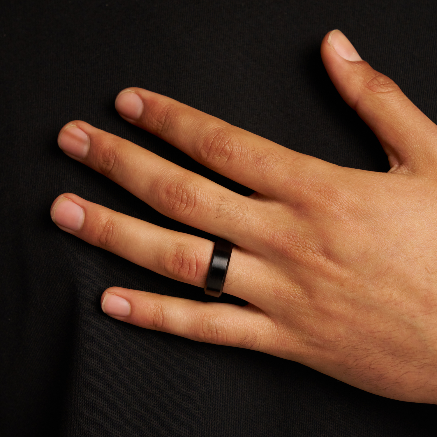 Bevelled Wedding Ring (Black) 8mm