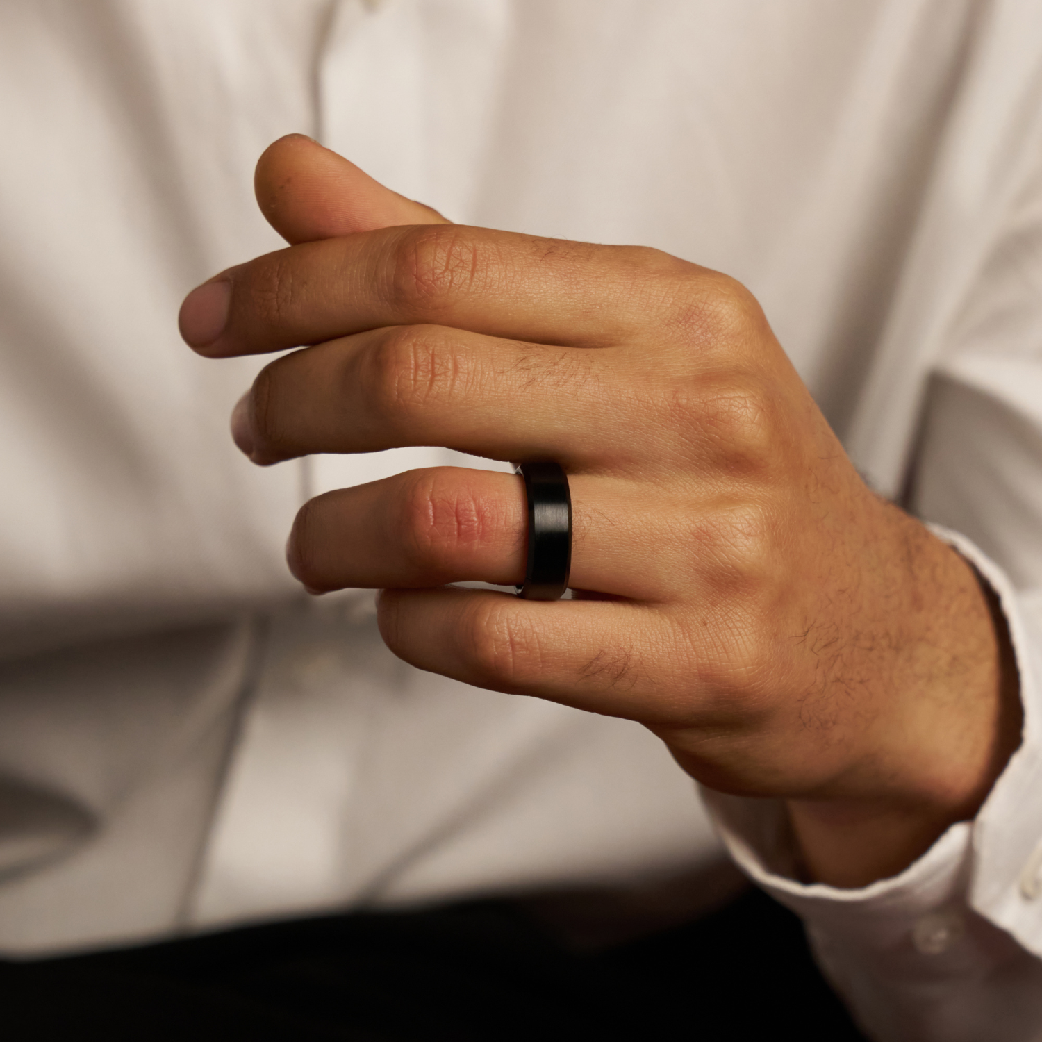 Bevelled Wedding Ring (Black) 8mm
