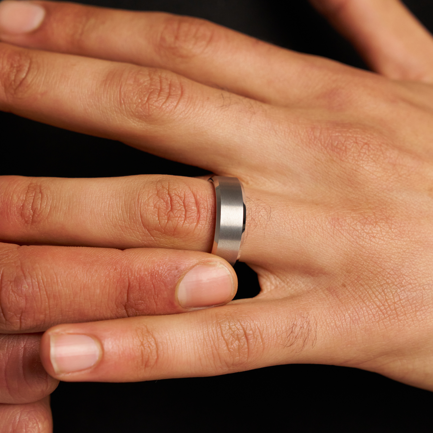 Bevelled Wedding Ring (Silver) 8mm