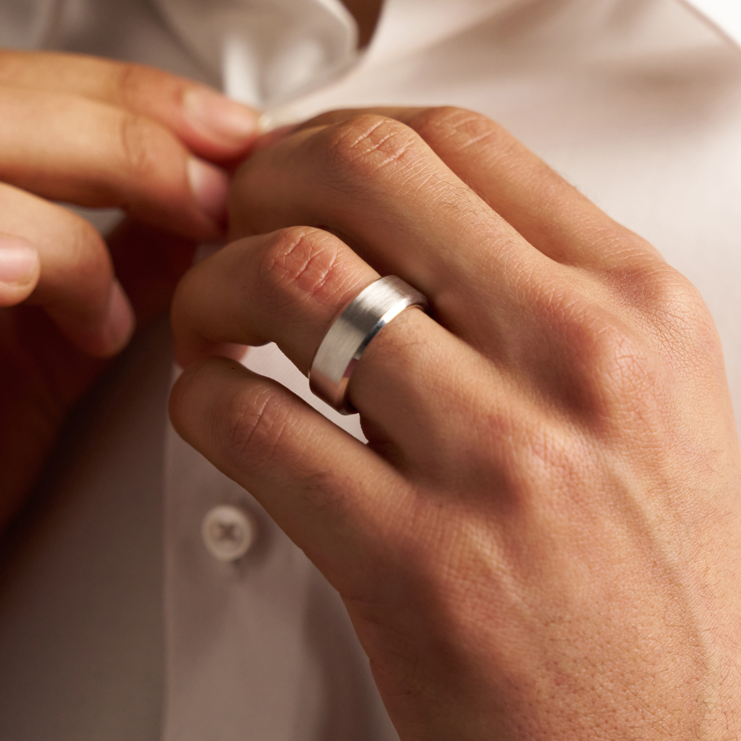 Bevelled Wedding Ring (Silver) 8mm