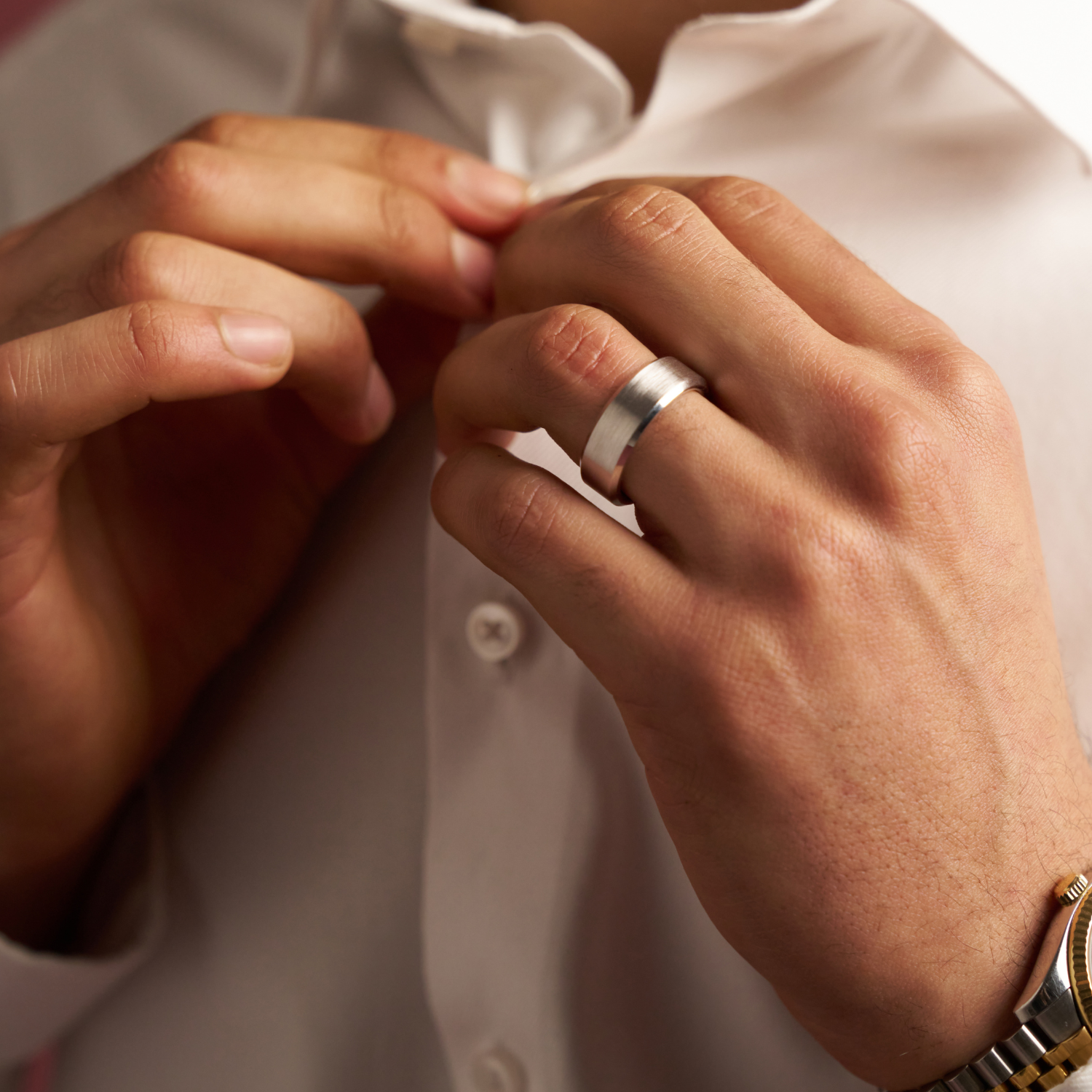 Bevelled Wedding Ring (Silver) 8mm