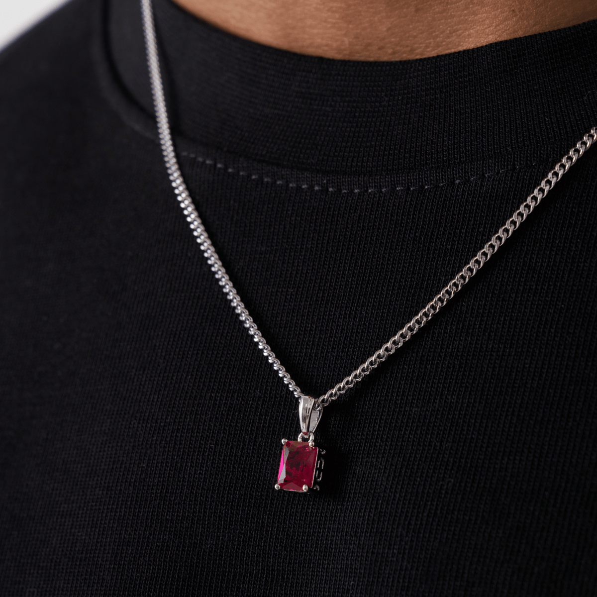 Ruby Stone Pendant (Silver)