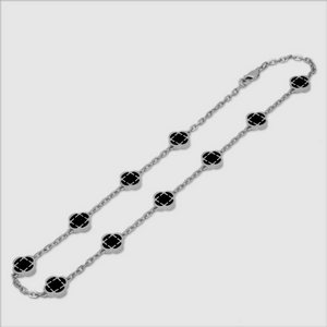 Collier en pierre de trèfle en onyx (argent)