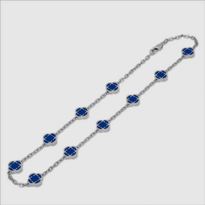 Collier en pierre de trèfle bleu (argent)