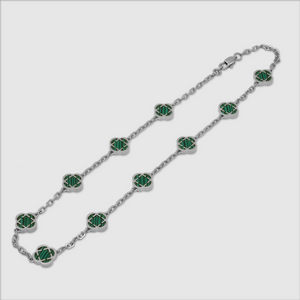 Collar de Piedra de Trébol de Malaquita (Plata)