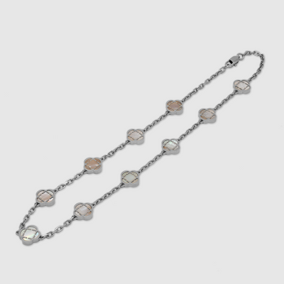 Collier en pierre de trèfle blanc (argent)