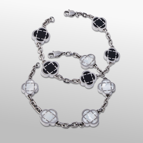 Ensemble de bracelets en pierre de trèfle (argent)