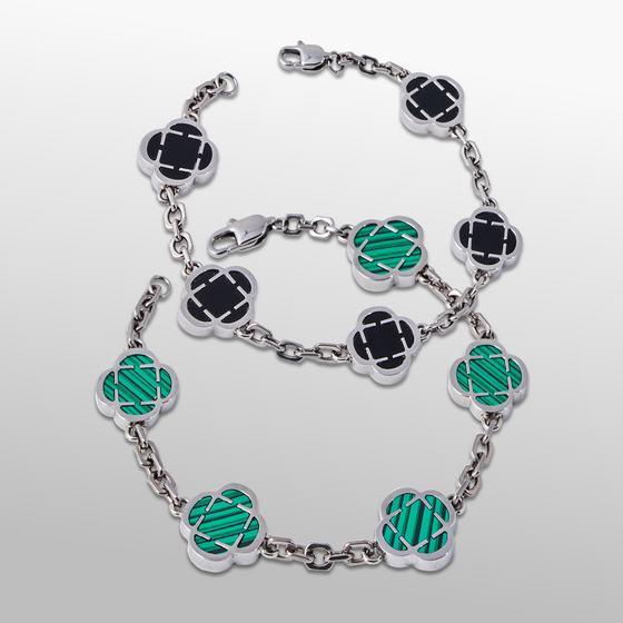 Ensemble de bracelets en pierre de trèfle (argent)