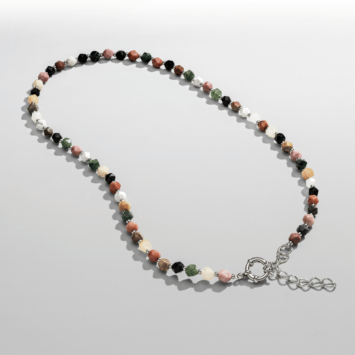 Stone Beaded Necklace (Silver)