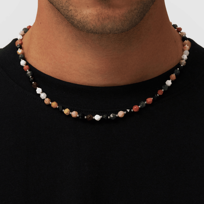 Stone Beaded Necklace (Silver)