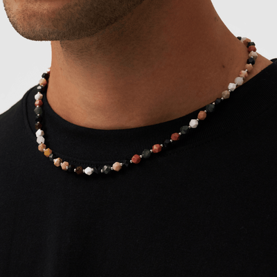 Stone Beaded Necklace (Silver)