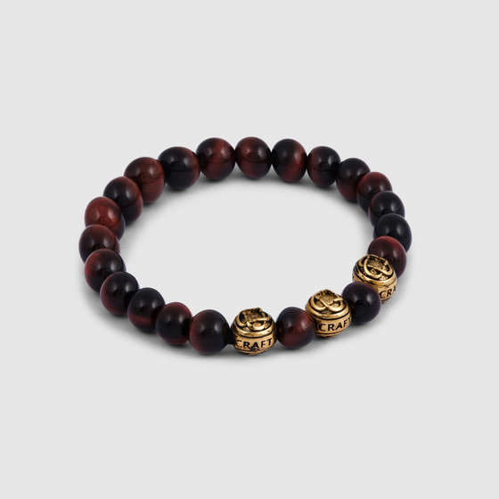 Bracelet en perles de métal œil de tigre (doré)