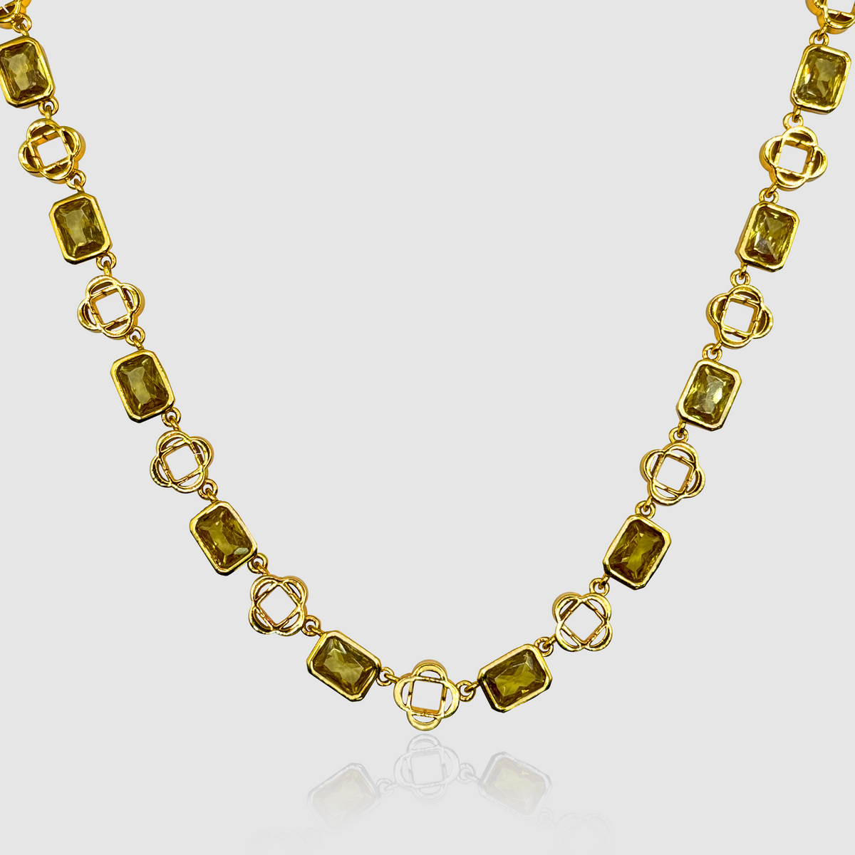送税込【CRAFTD London】YELLOW GEMSTONE CLOVER NECKLACE (2色) Yellow Gemstone Clover Necklace (Gold)