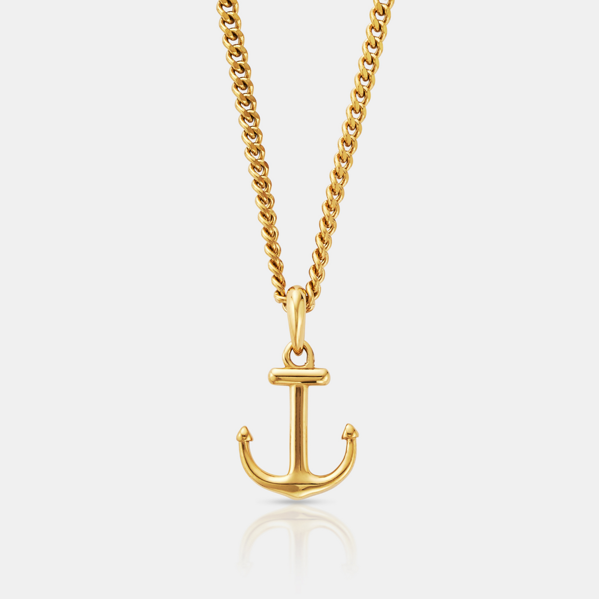 Collier Pendentif Luxe Acier Inoxydable Doré Avec Ancre - Neuf