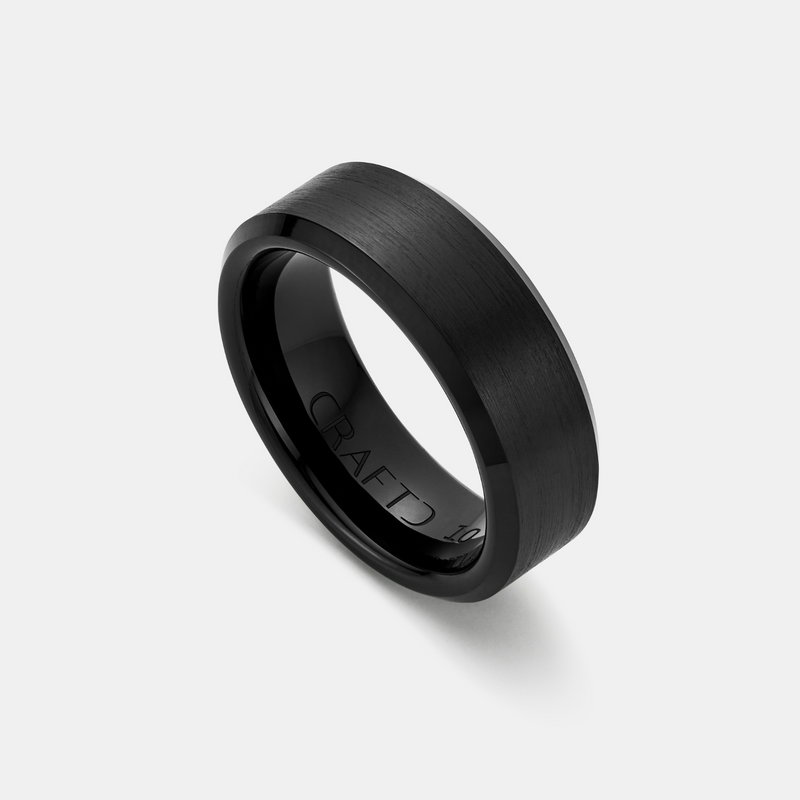 Bevelled Wedding Ring (Black) 8mm