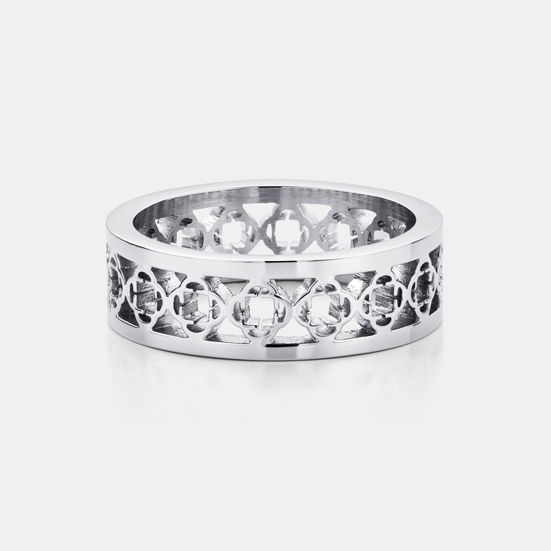 Anello Fascia Quadrifoglio (Argento)