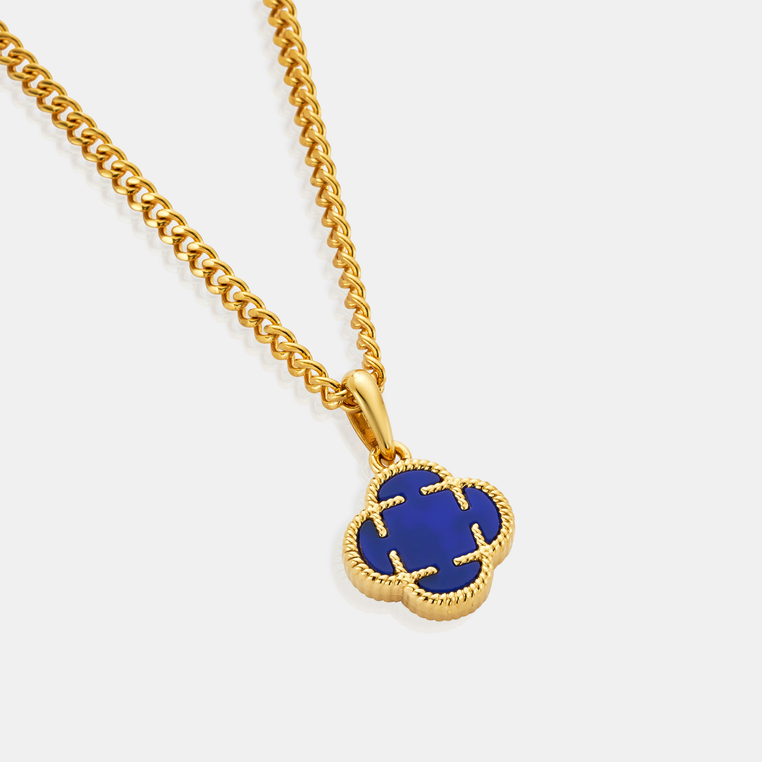 CRAFTD London ネックレス BLUE CLOVER STONE NECKLACE Blue Clover Stone Pendant (Gold)