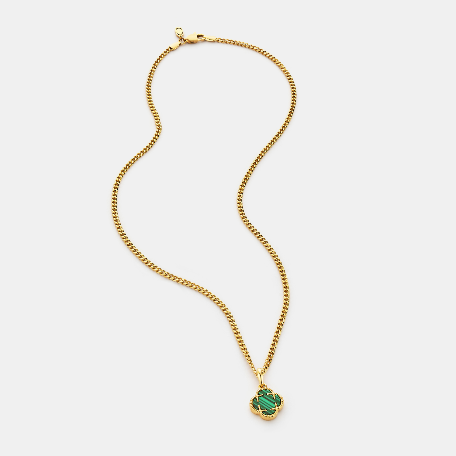 CRAFTD London ネックレス MALACHITE CLOVERSTONE PENDANT Malachite Clover Stone Pendant (Gold)