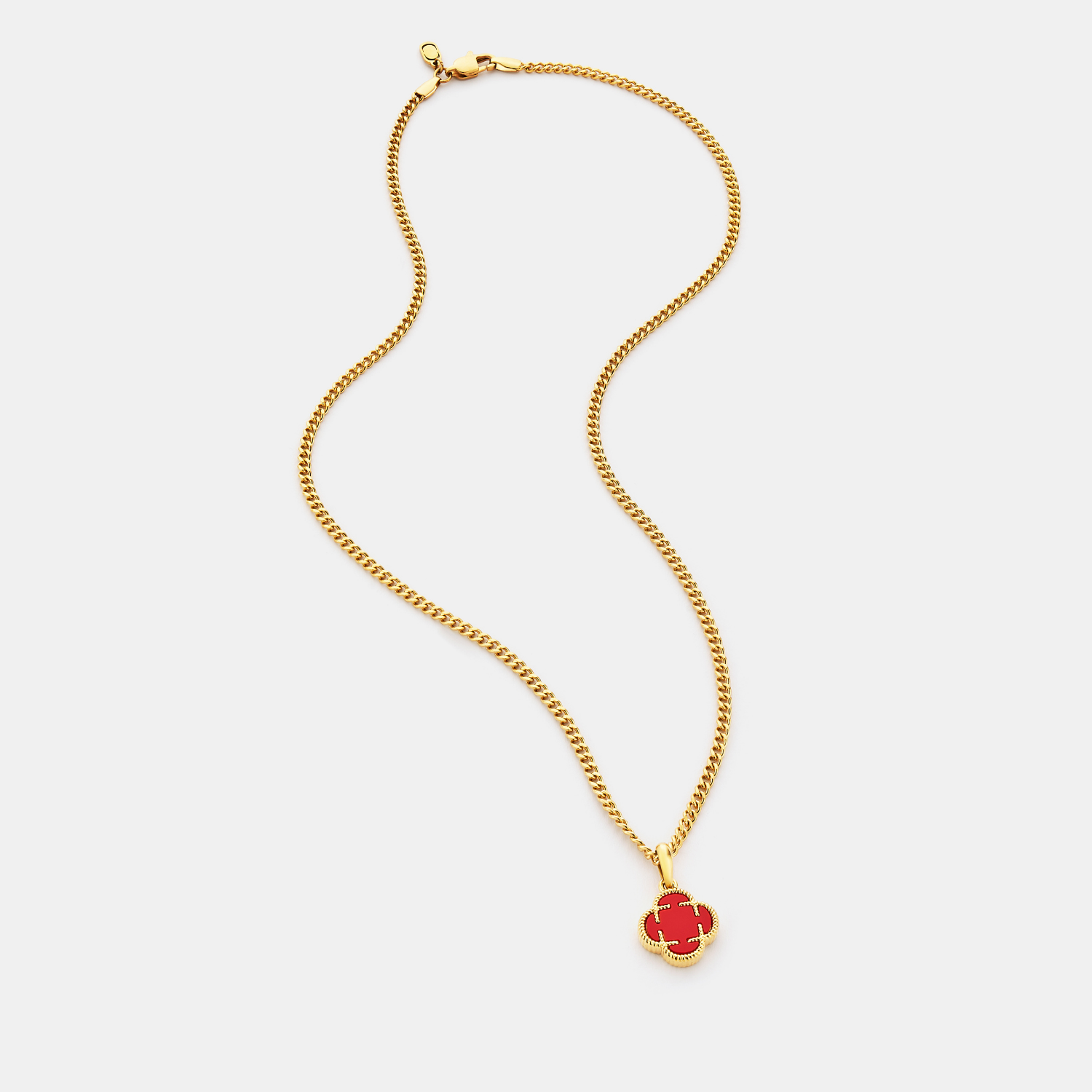 Red Clover Stone Pendant (Gold)
