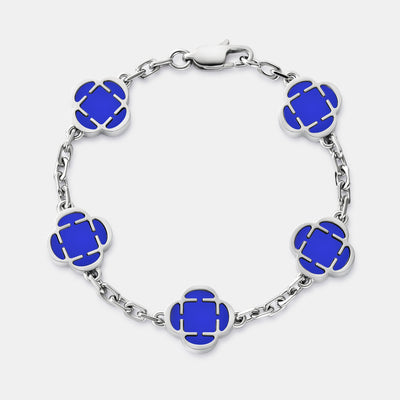 Bracelet en pierre de trèfle bleu (argent)