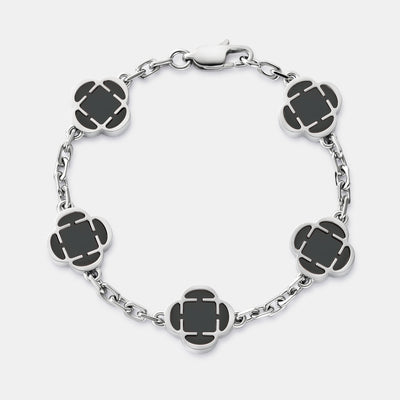 Bracciale con pietra quadrifoglio onice (argento)