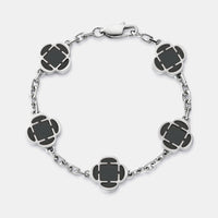 Bracelet en pierre de trèfle en onyx (argent)