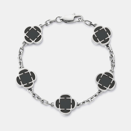 Onyx-Kleeblatt-Armband (Silber)