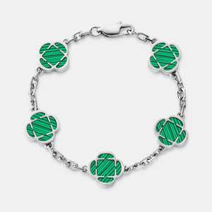 Bracciale con pietra quadrifoglio malachite (argento)
