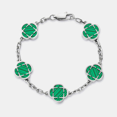 Bracelet en pierre de trèfle malachite (argent)