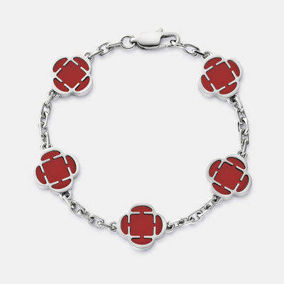 Bracelet en pierre de trèfle rouge (argent)