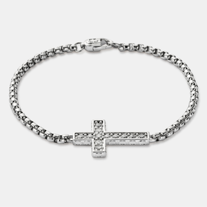 Pulsera de cruz helada (Plata)
