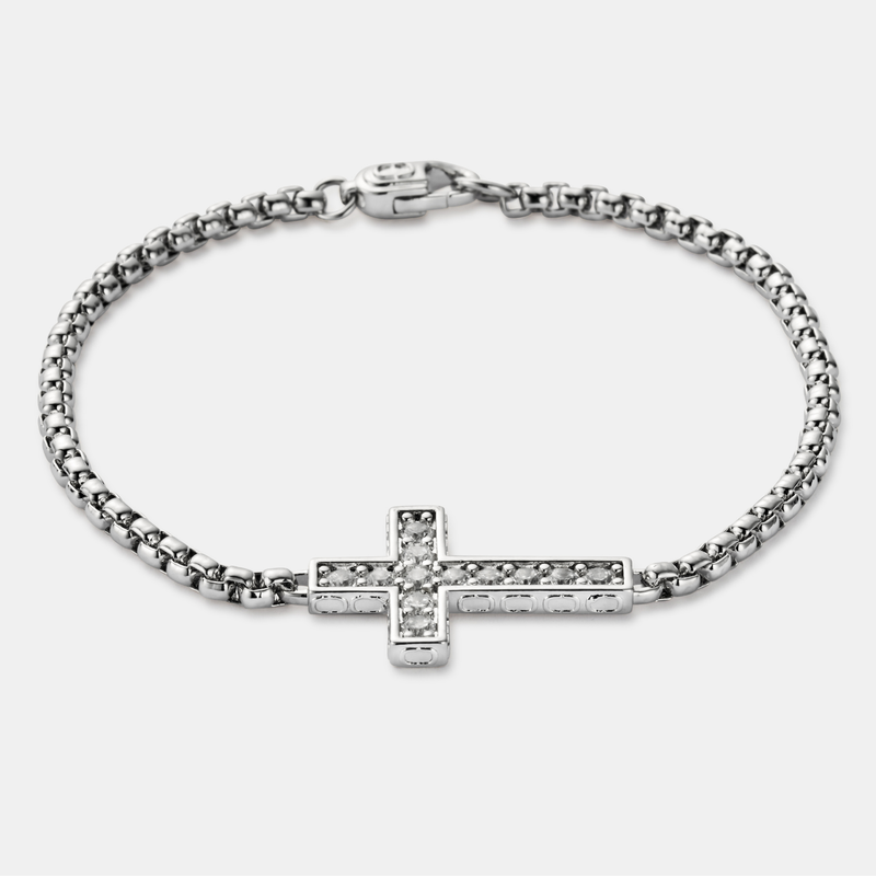 Iced Cross Armband (Silber)