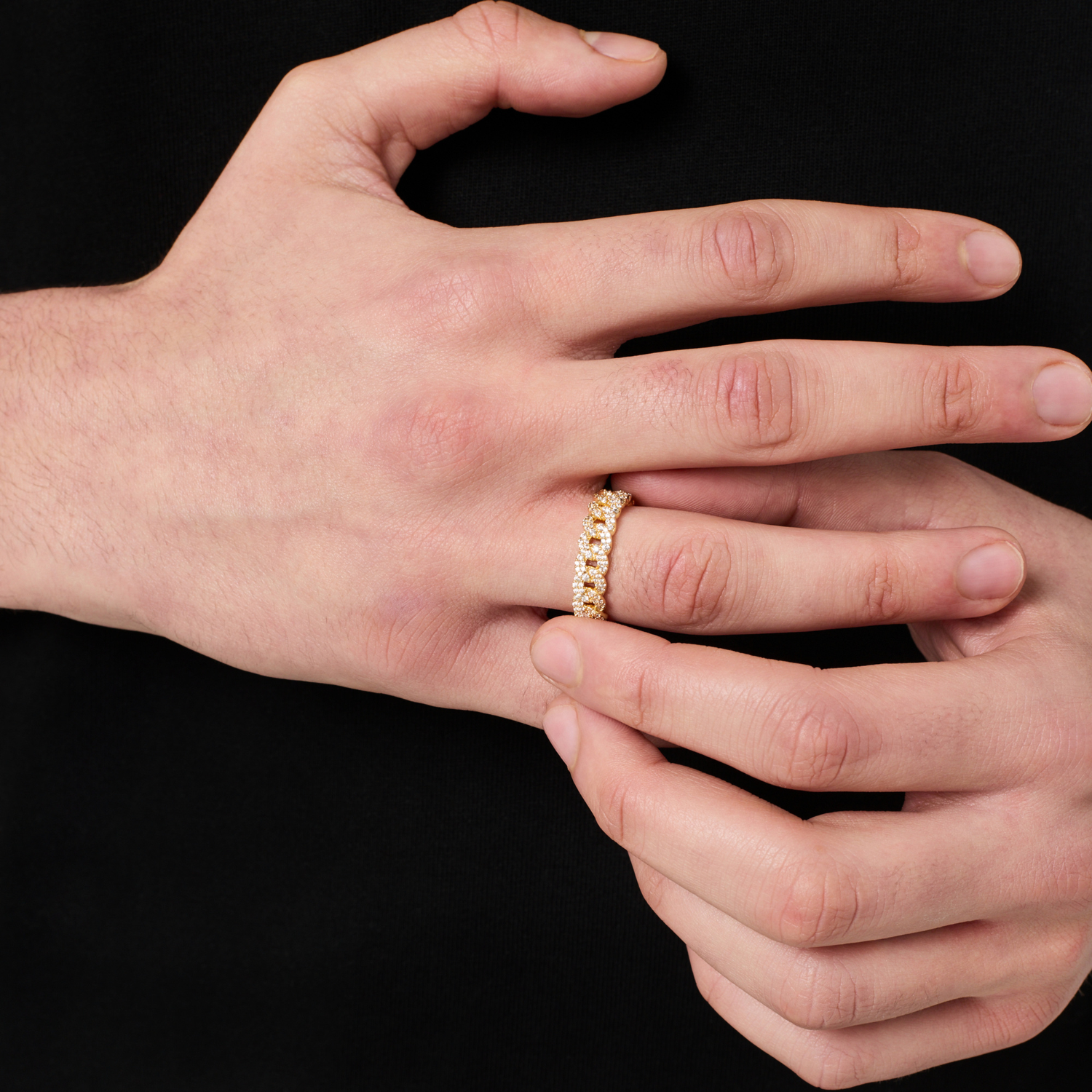 Vereister kubanischer Bandring (Gold) 6mm