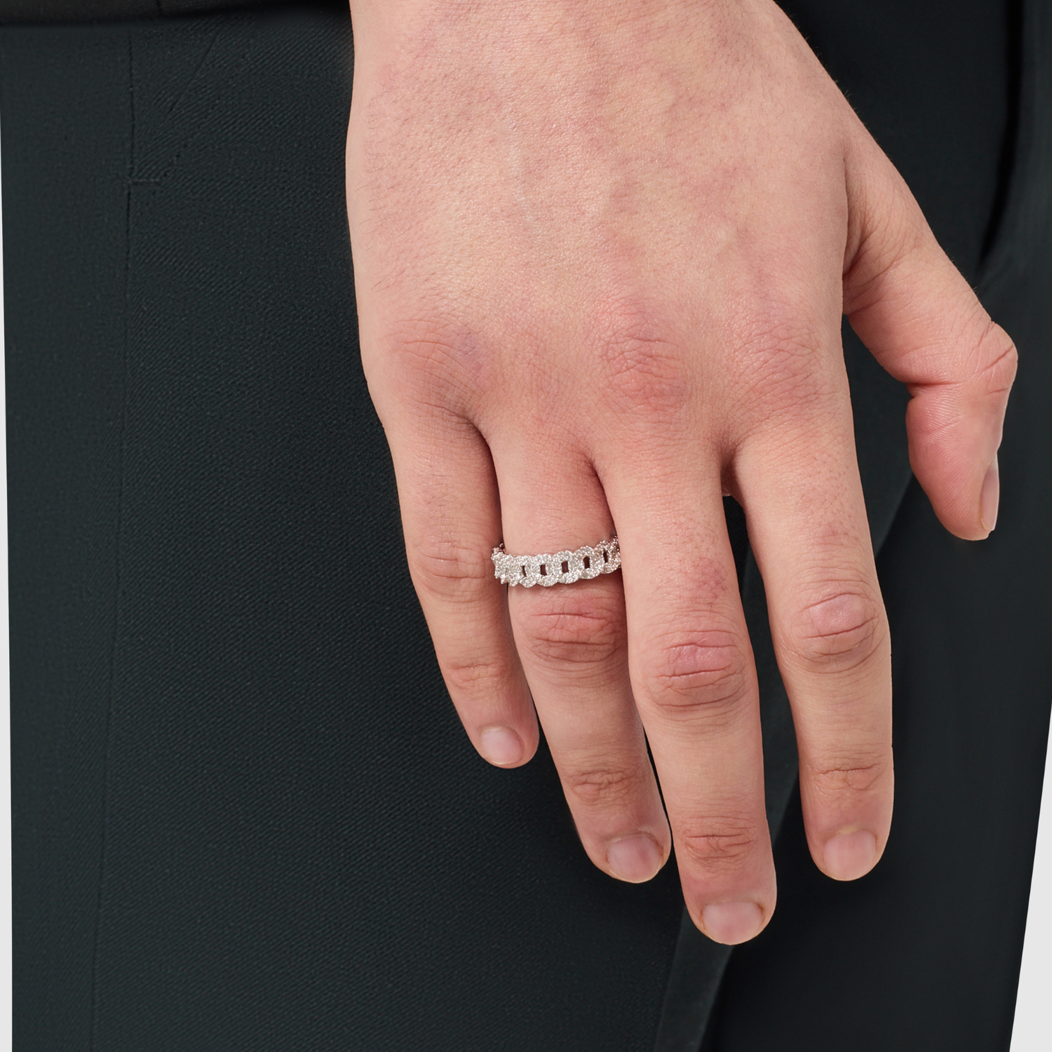 Kubanischer Iced-Bandring (Silber) 6mm