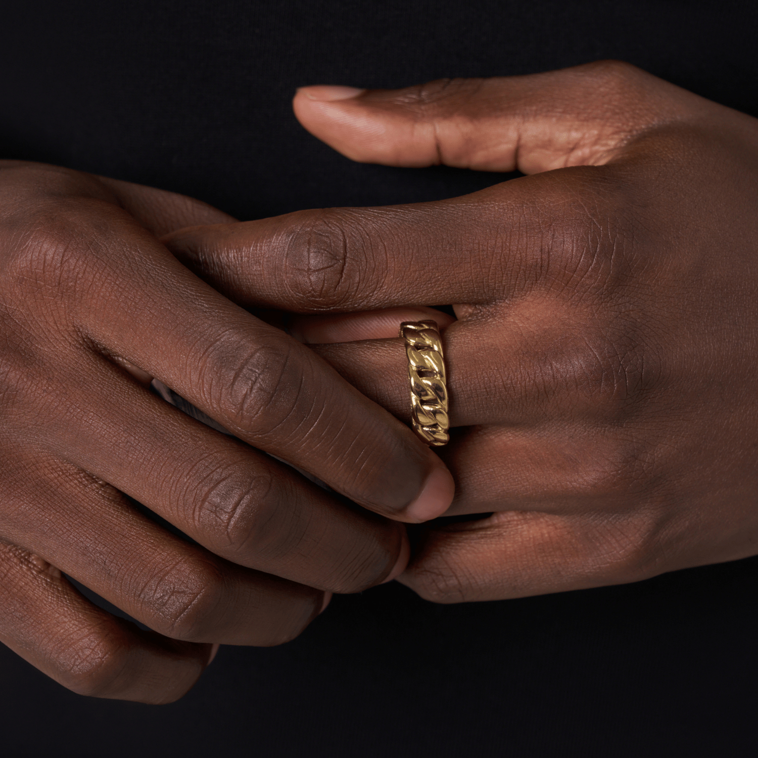 Half Iced Cuban Band Ring (Gold) 8mm