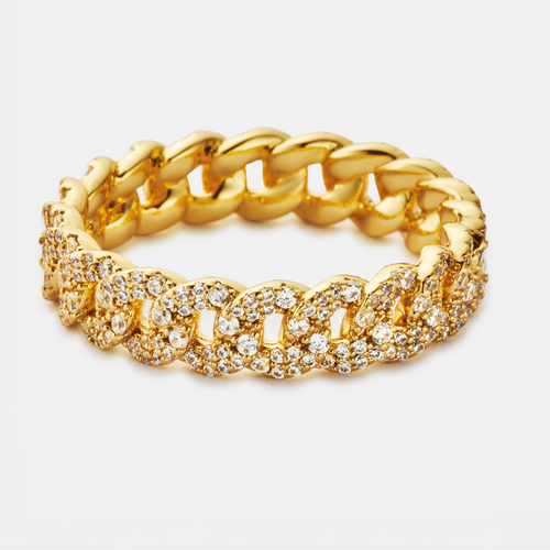 Vereister kubanischer Bandring (Gold) 6mm