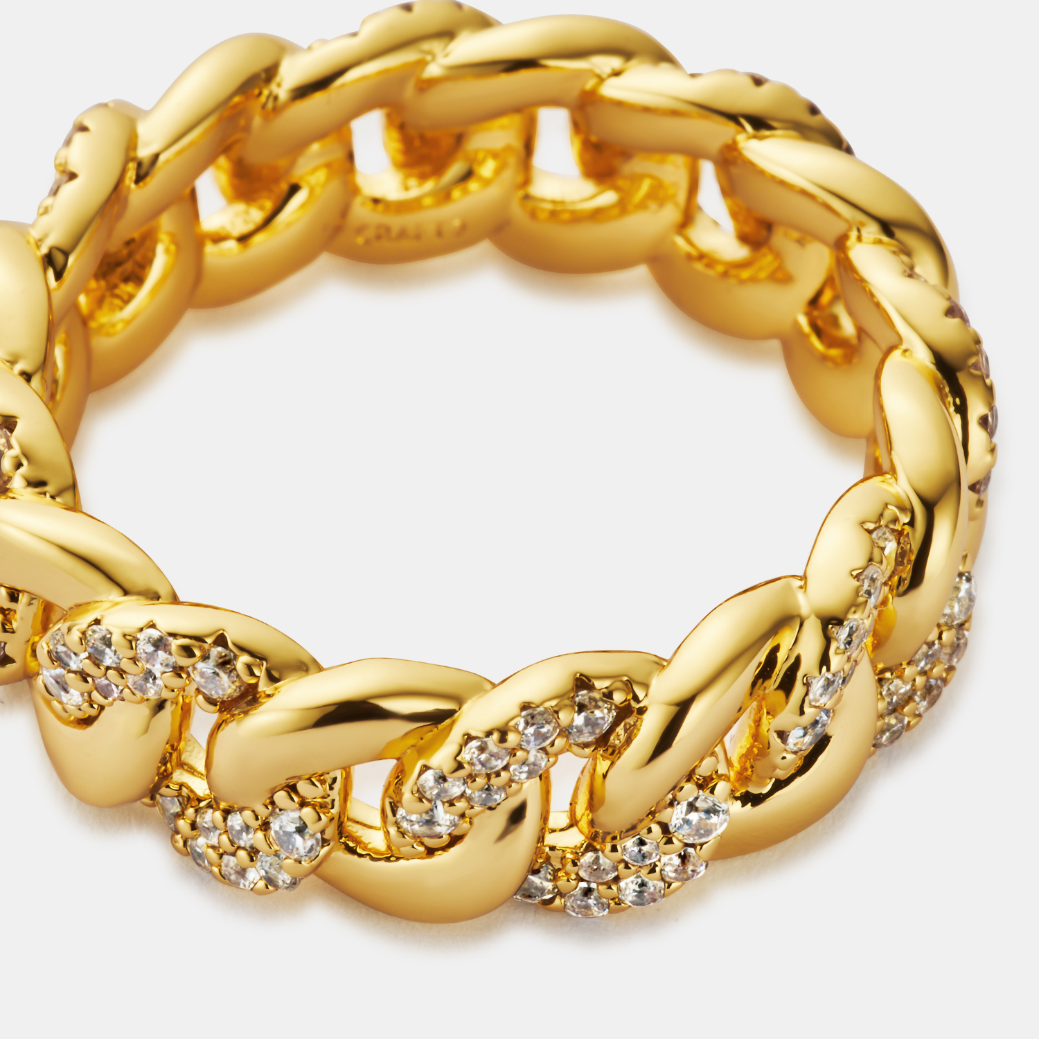 Half Iced Cuban Band Ring (Gold) 8mm