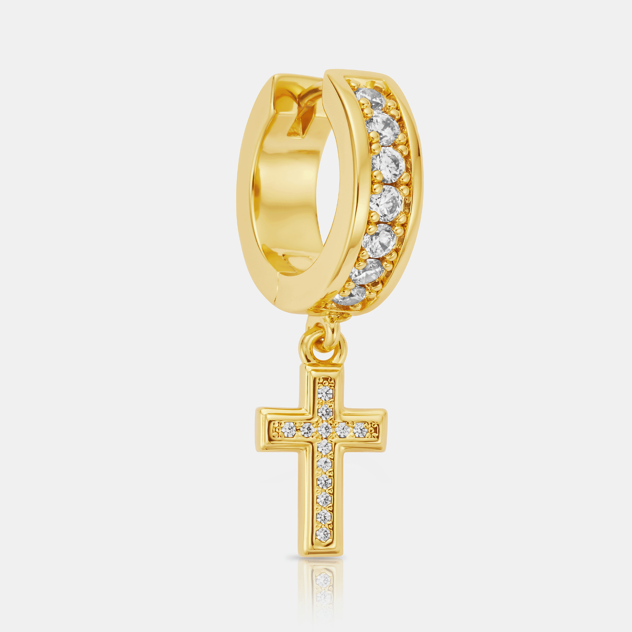 Diamond Cross Hoop Earring (Gold)