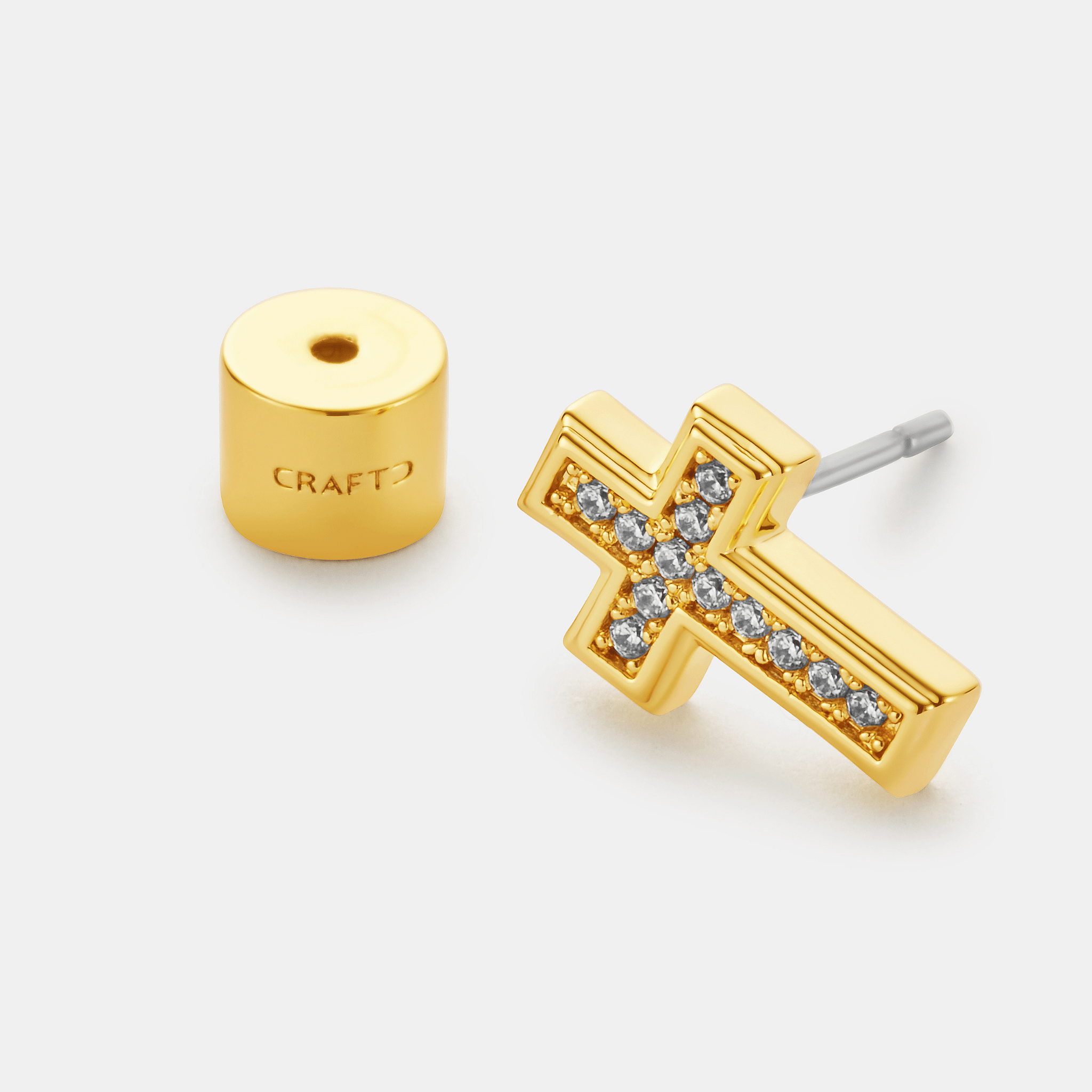 Diamond Cross Stud Earring (Gold)