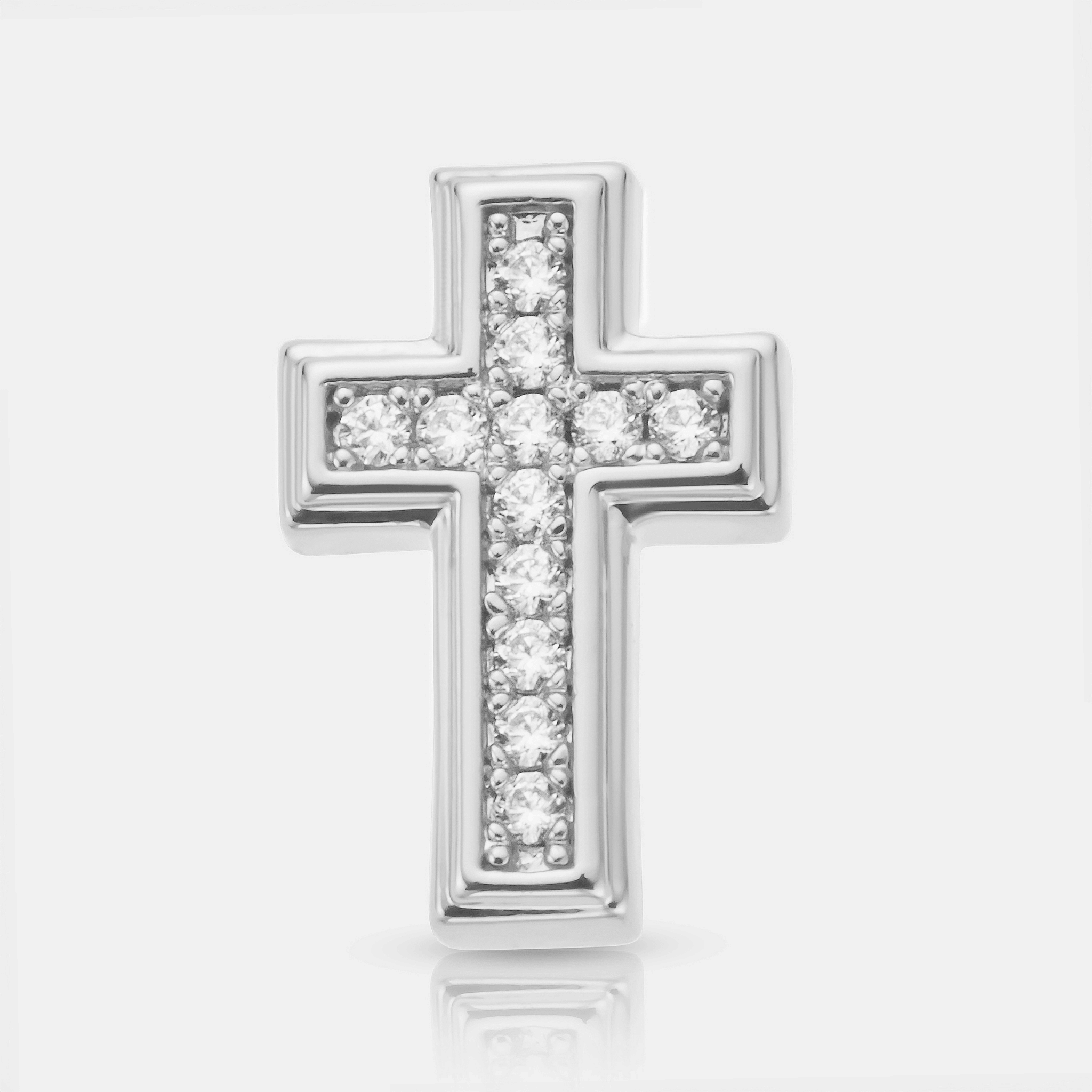 Diamond Cross Stud Earring (Silver)