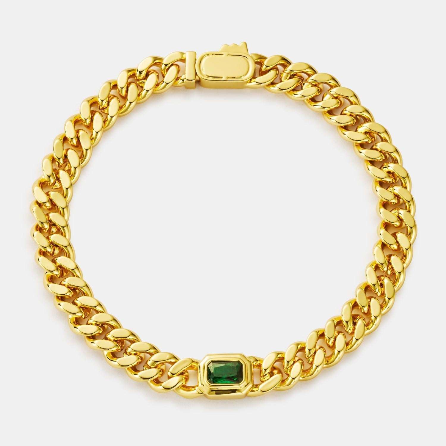 Emerald Cuban Bracelet (Gold) 6mm