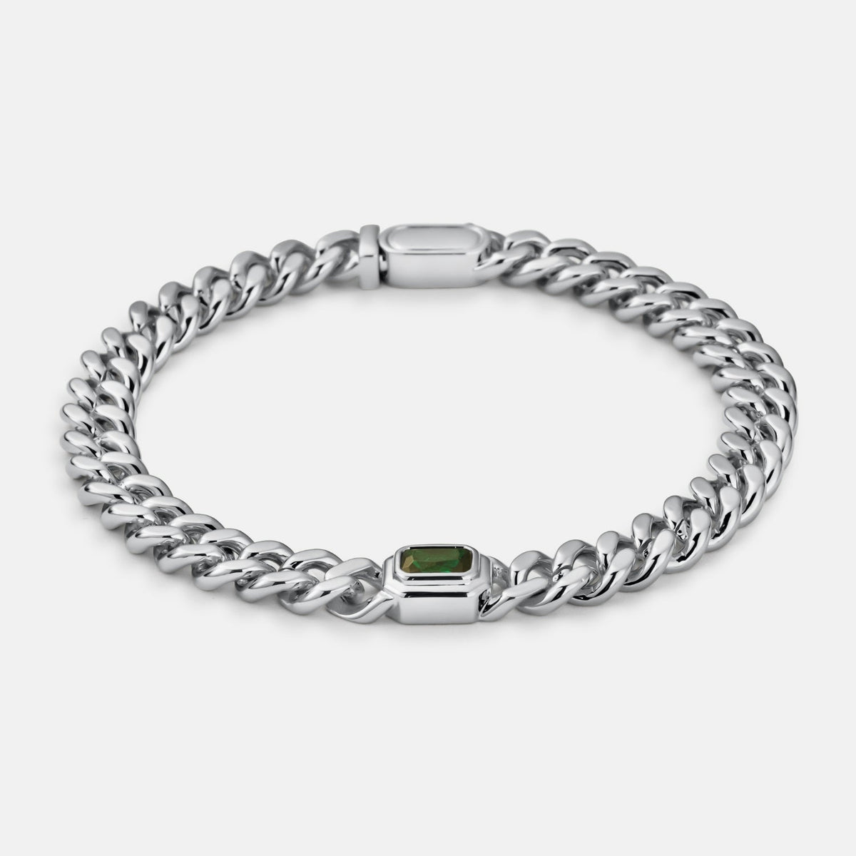 Emerald Cuban Bracelet (Silver) 6mm