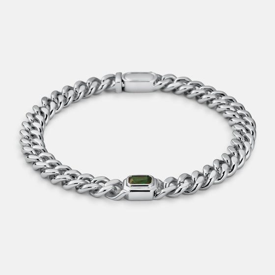 Bracciale cubano Smeraldo (Argento) 6mm