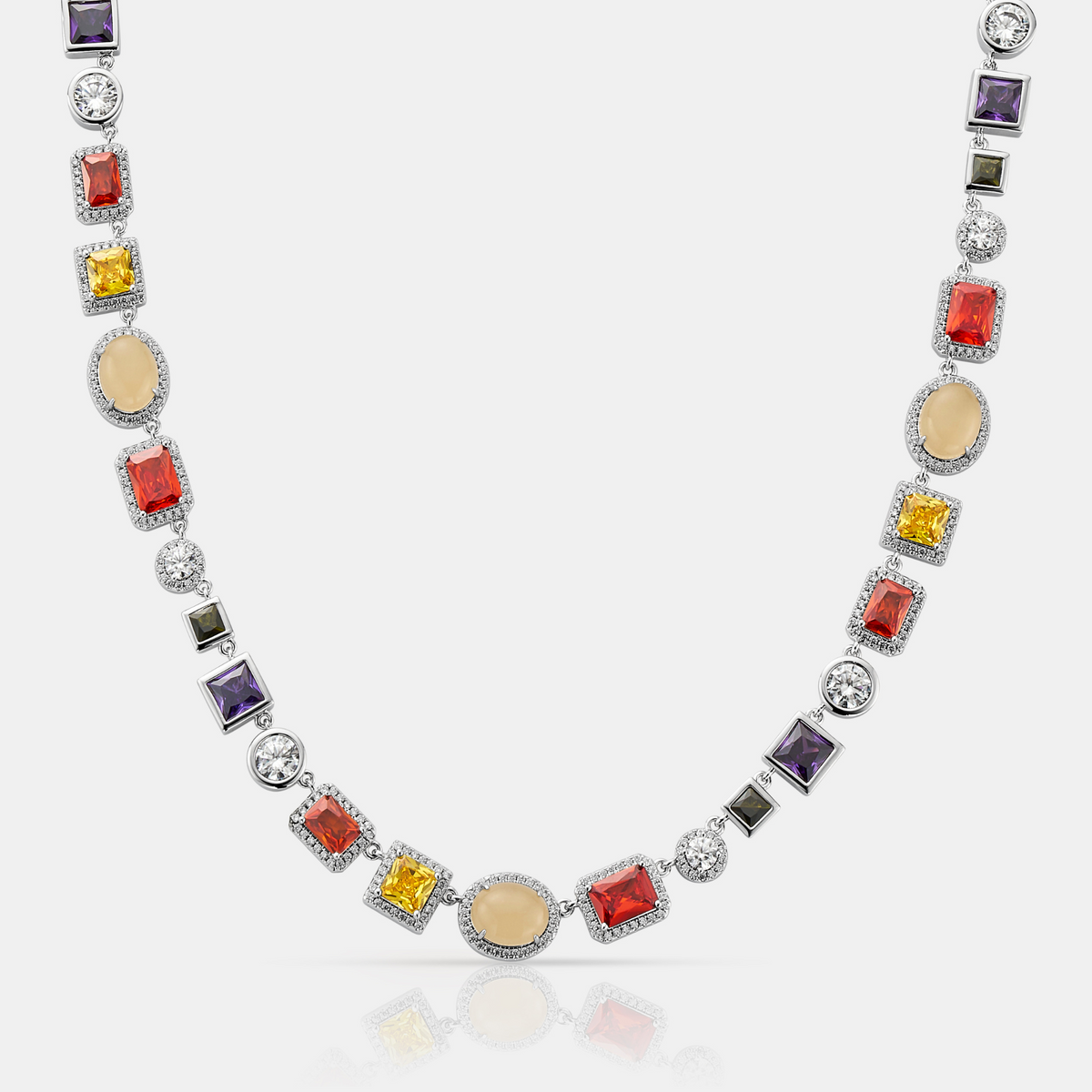 Gemstone Necklace (Silver)