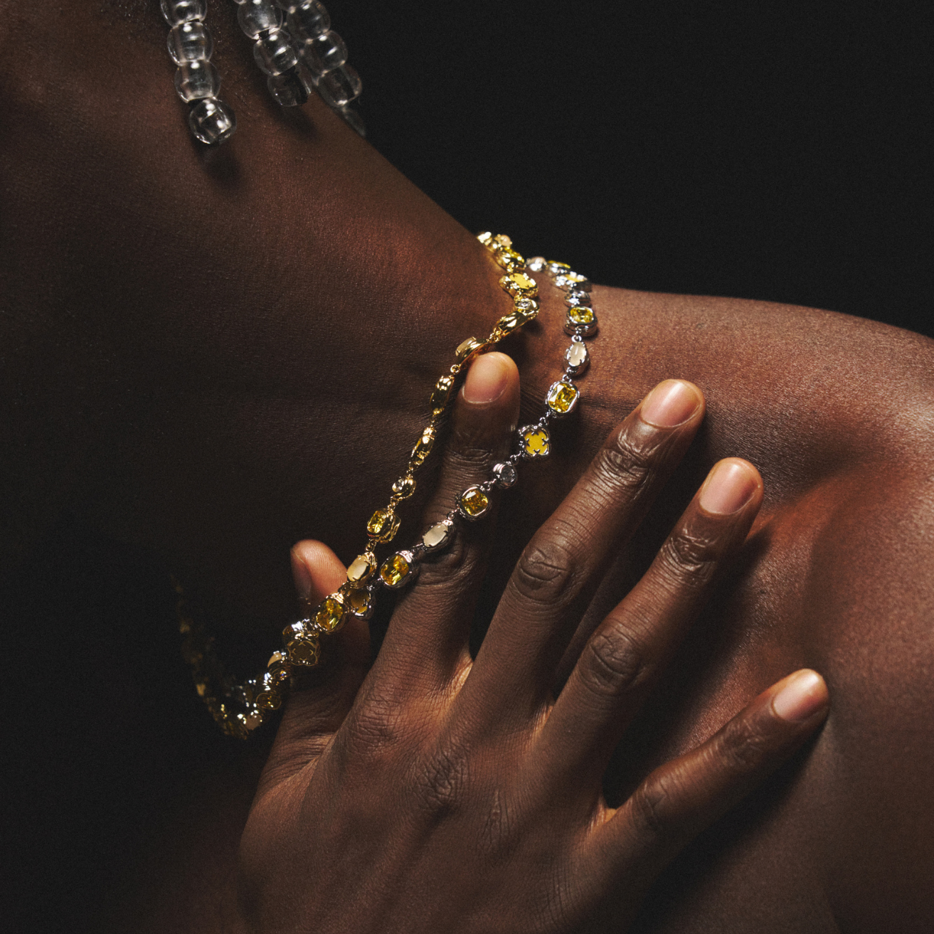 Melted Citrine Gemstone Necklace (Silver)