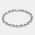 Green Gemstone Clover Bracelet (Silver)