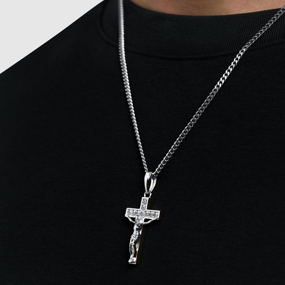 Iced Crucifix (Silver)